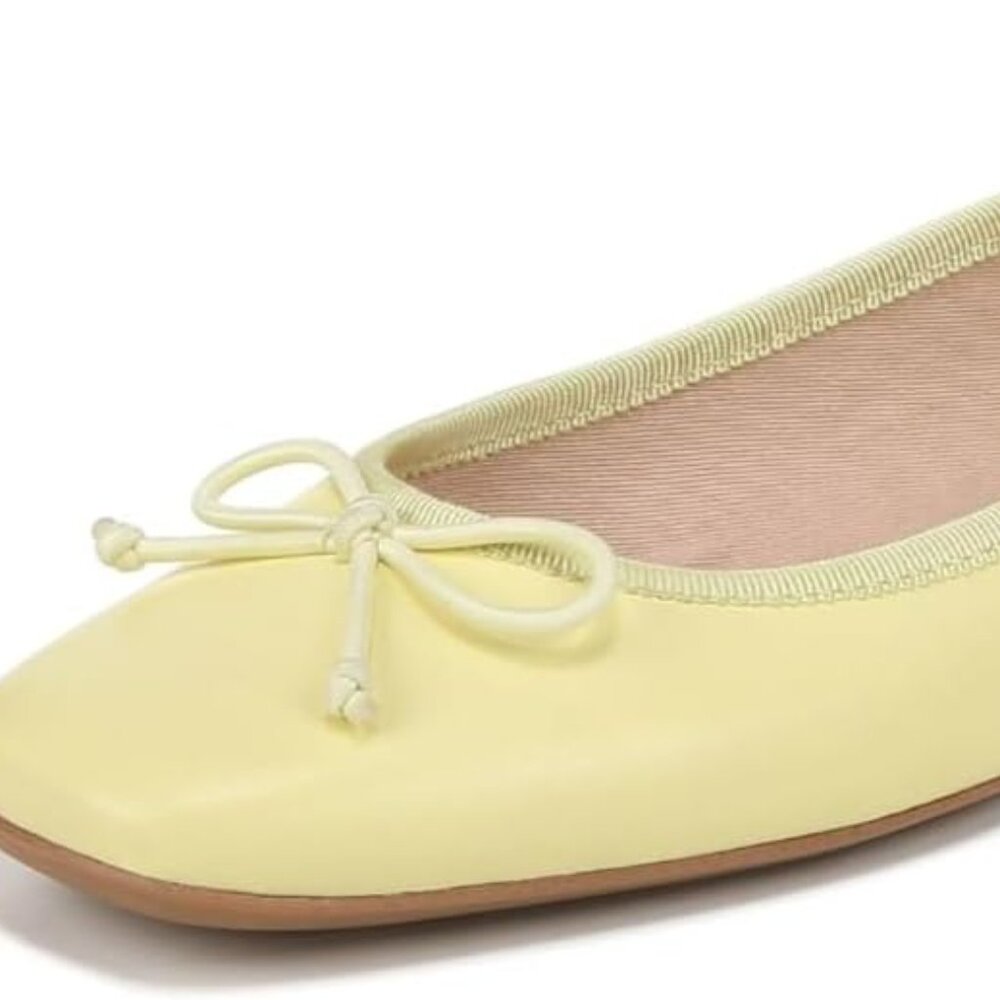 Franco Sarto Womens Abigail Bow Ballet Flats Citron Yellow Leather 9.5 M